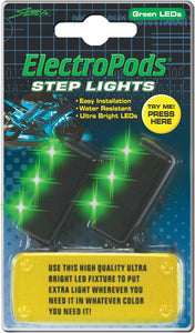 Step Lights Black W/Green Led 2/Pk