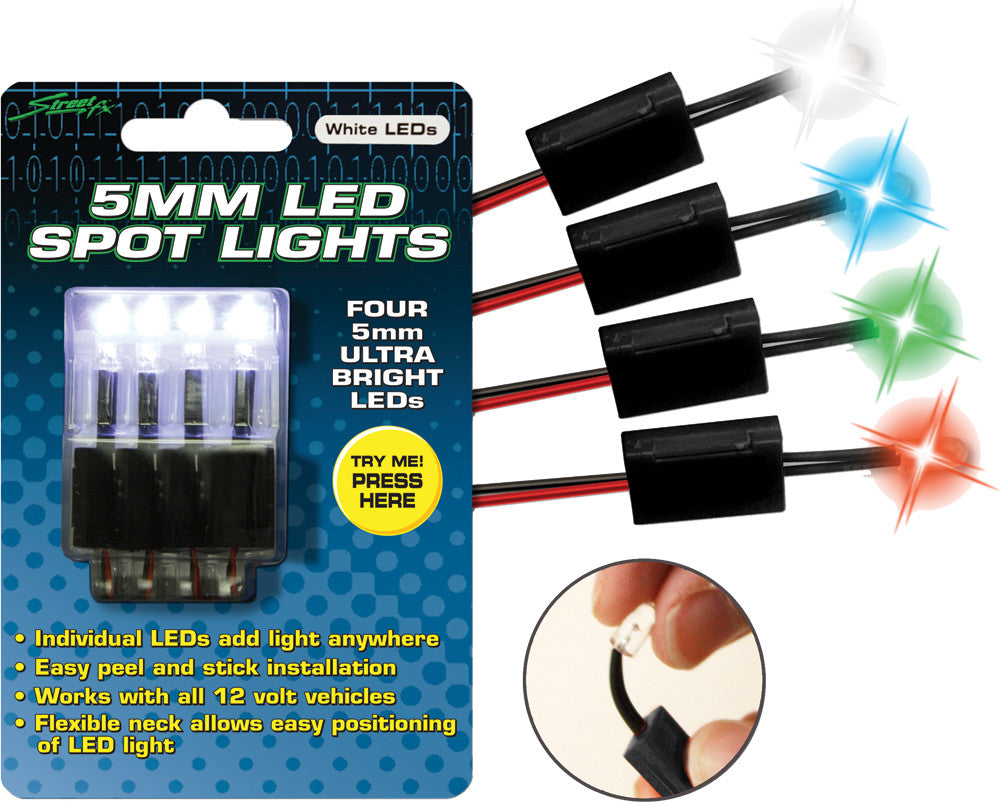 5Mm Led Spot Lights White 4/Pk