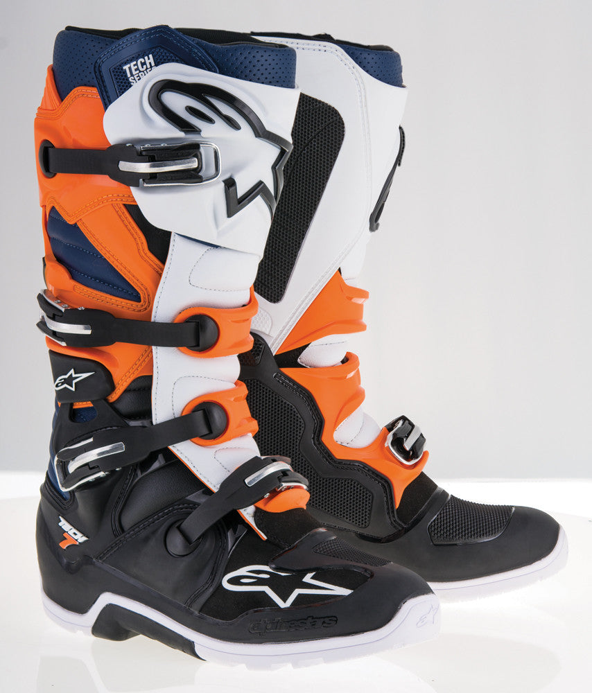 Tech 7 Enduro Boots Black/Orange/White/Blue Sz 13