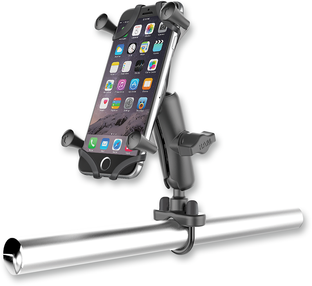 RAM HANDLEBAR RAIL MOUNT WITH U-BOLT BASE AND UNIVERSAL X-GRIP FOR LARGE PHONE/PHABLET CRADLE