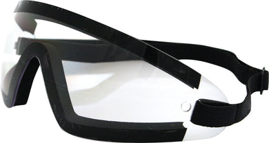 SUNGLASSES WRAP AROUND BLACK W/CLEAR LENS