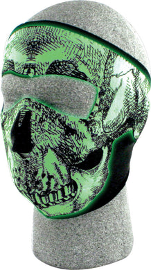 FULL FACE MASK BLACK/WHITE  SKULL GLOW