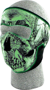 FULL FACE MASK BLACK/WHITE  SKULL GLOW