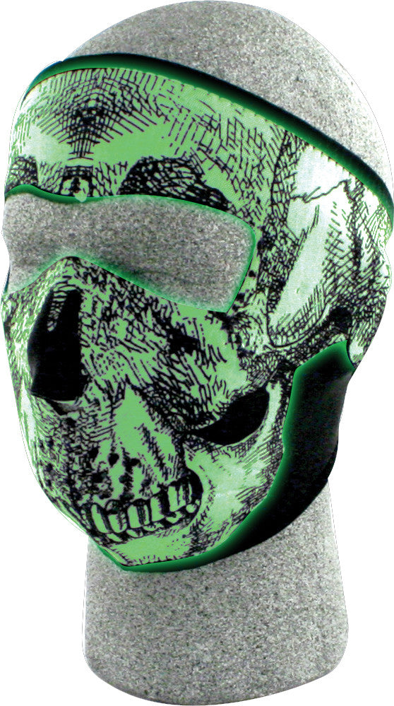 FULL FACE MASK BLACK/WHITE  SKULL GLOW