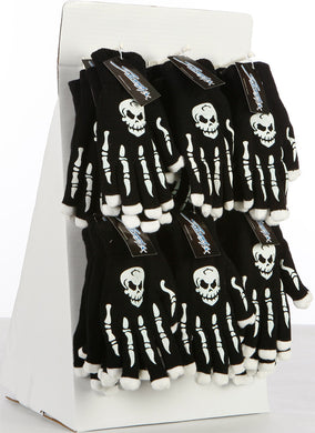 Light Up Skull Gloves 12Pc Display