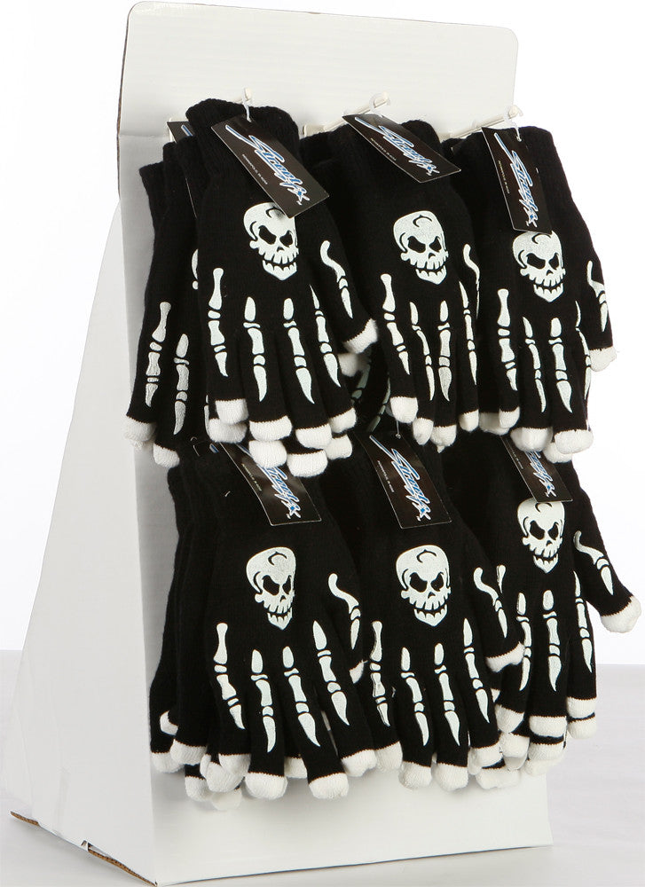 Light Up Skull Gloves 12Pc Display