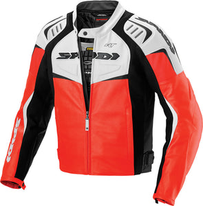 R/T LEATHER JACKET WHITE/RED E56/US46