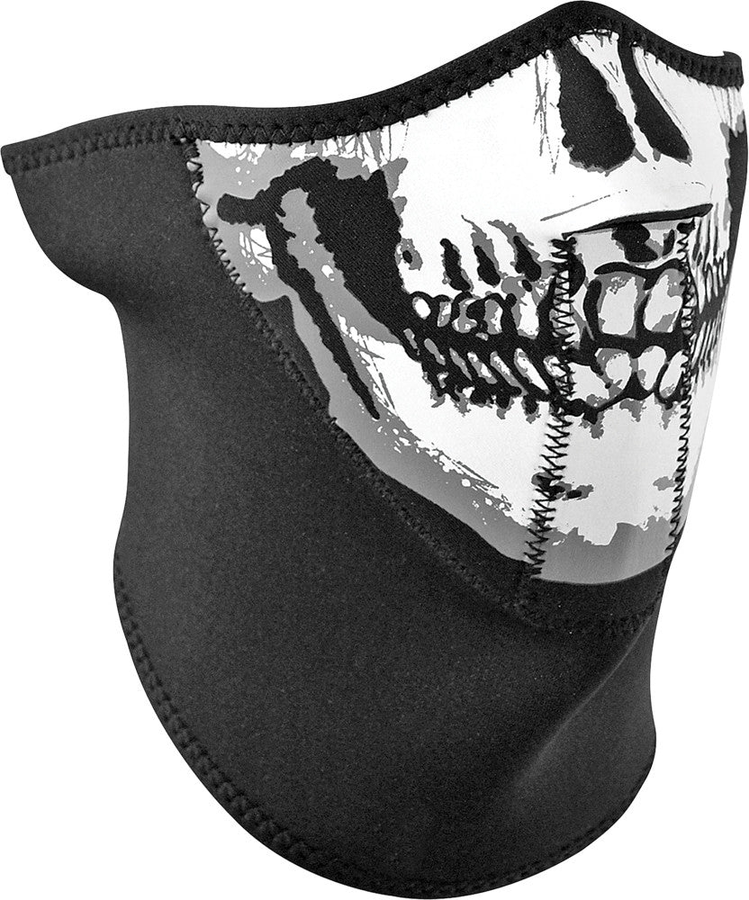 Neoprene 3-Panel Half Mask Black Skull Face