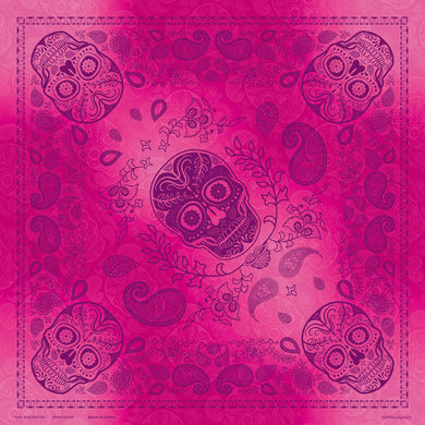 Deluxe Bandanna Pink/Purple Skull Paisley